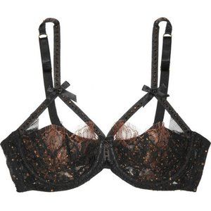 Agent Provocateur Soirée Zsa Zsa Swarovski Crystal Lace Underwire Bra 32C